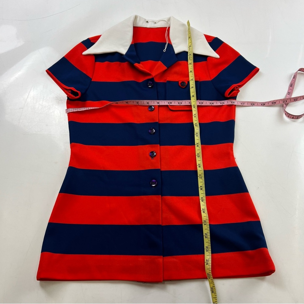 90s vintage women’s ted blue striped collar shirt S L77-3 - Picture 3 of 3